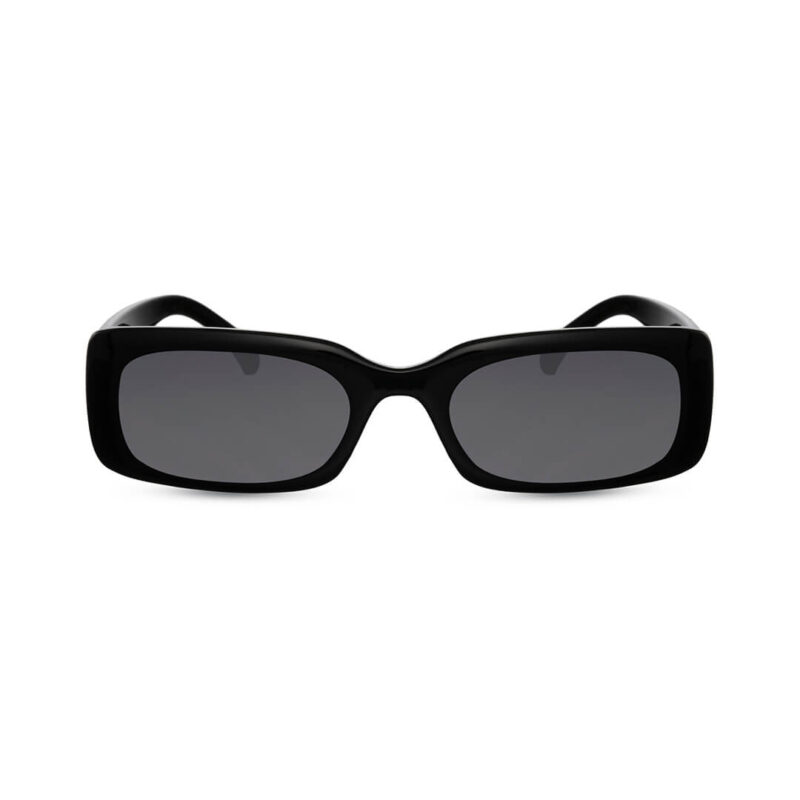 Lunettes de soleil Edge noires rectangulaires, style streetwear luxe, urbn eyewear, disponibles au Maroc.