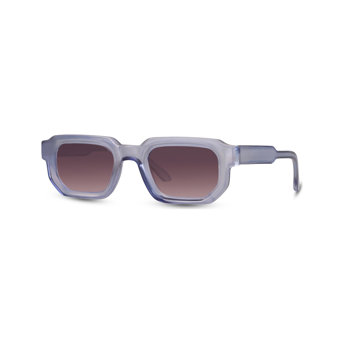 Haze — lunettes de soleil carrée, monture bleue translucide, verres sombres