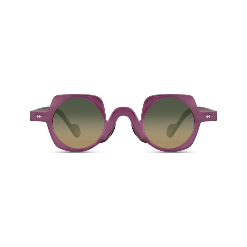 Ultraviolet — lunettes de soleil géométrique, monture violette, verres verts