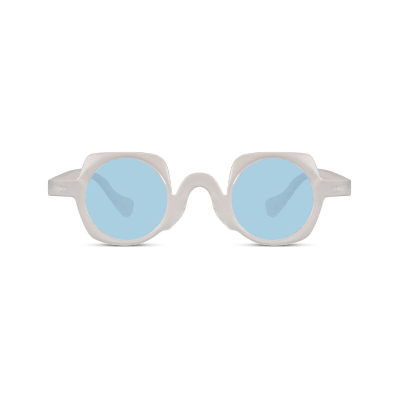 Lucid — lunettes de soleil géométrique, monture transparente, verres bleu clair