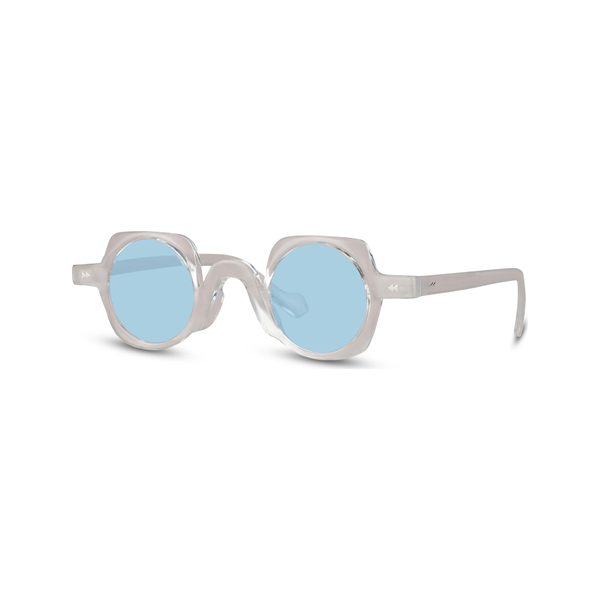 Lucid — lunettes de soleil géométrique, monture transparente, verres bleu clair