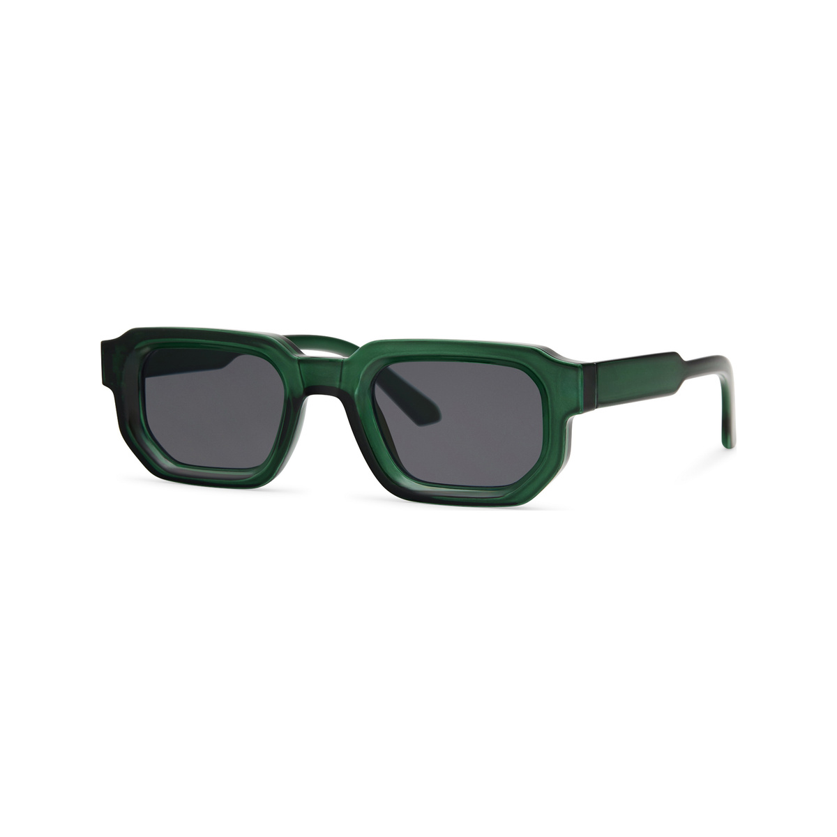Verdant — lunettes de soleil carrée, monture verte, verres sombres