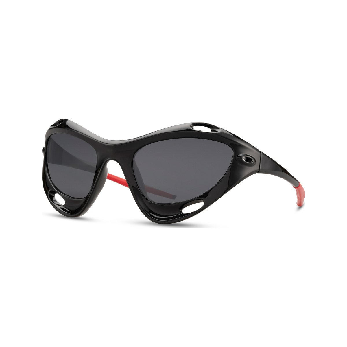 Velocity — lunettes de soleil masque ajouré, monture noire brillante, verres sombres