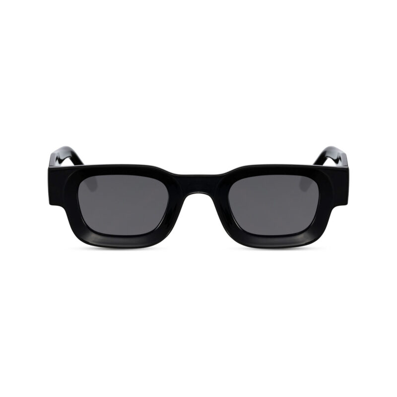 Bloc — lunettes de soleil rectangulaire, monture noire brillante, verres sombres