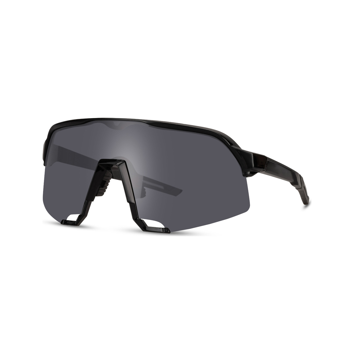 Blackout — lunettes de soleil masque, monture noire brillante, verres sombres
