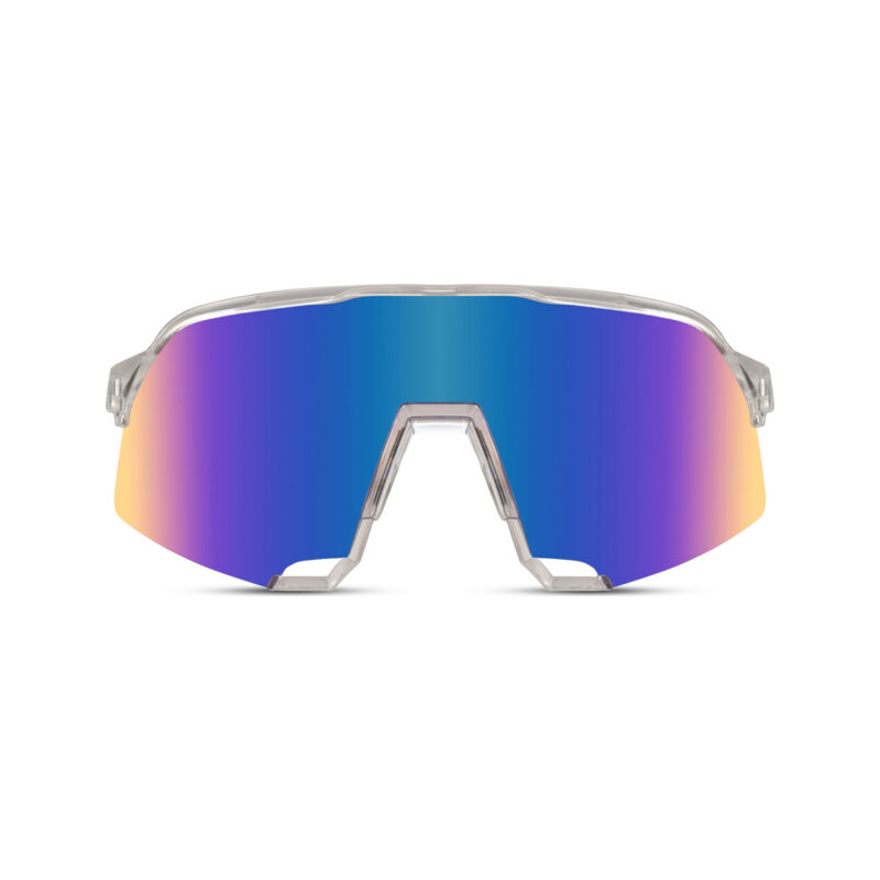 Prism — lunettes de soleil masque miroir, monture transparente, verres bleus miroir