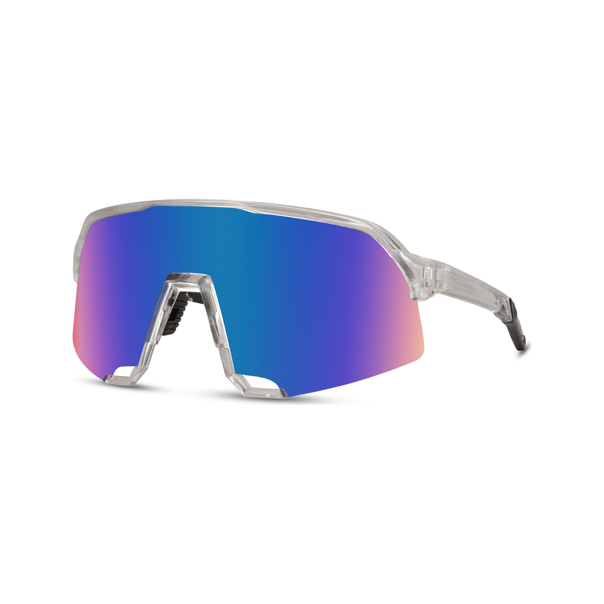 Prism — lunettes de soleil masque miroir, monture transparente, verres bleus miroir