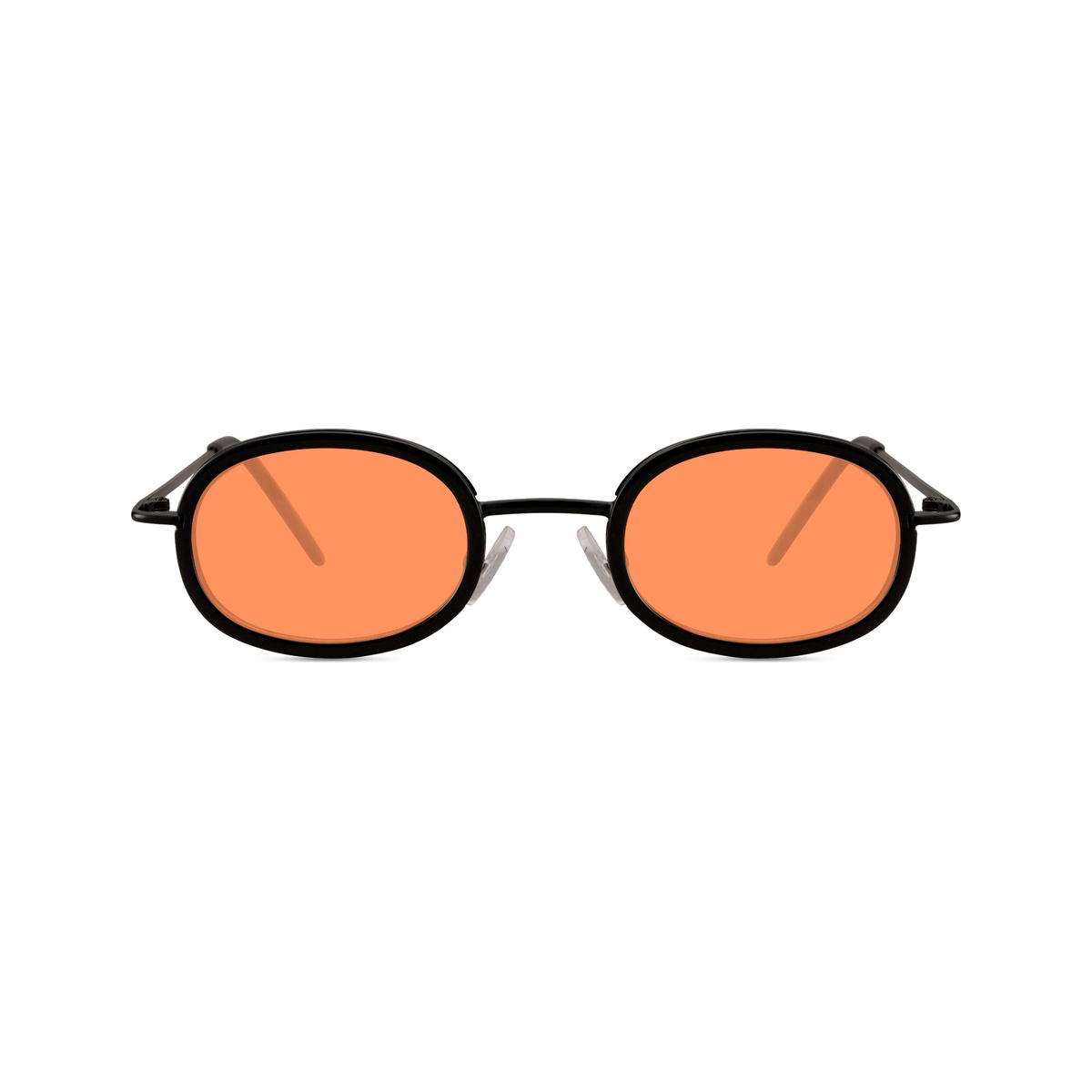Lunettes Solstice — monture noire brillante, verres orange