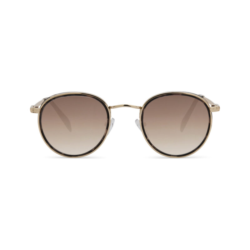 Sepia — lunettes de soleil ronde métal, monture brune, verres bruns