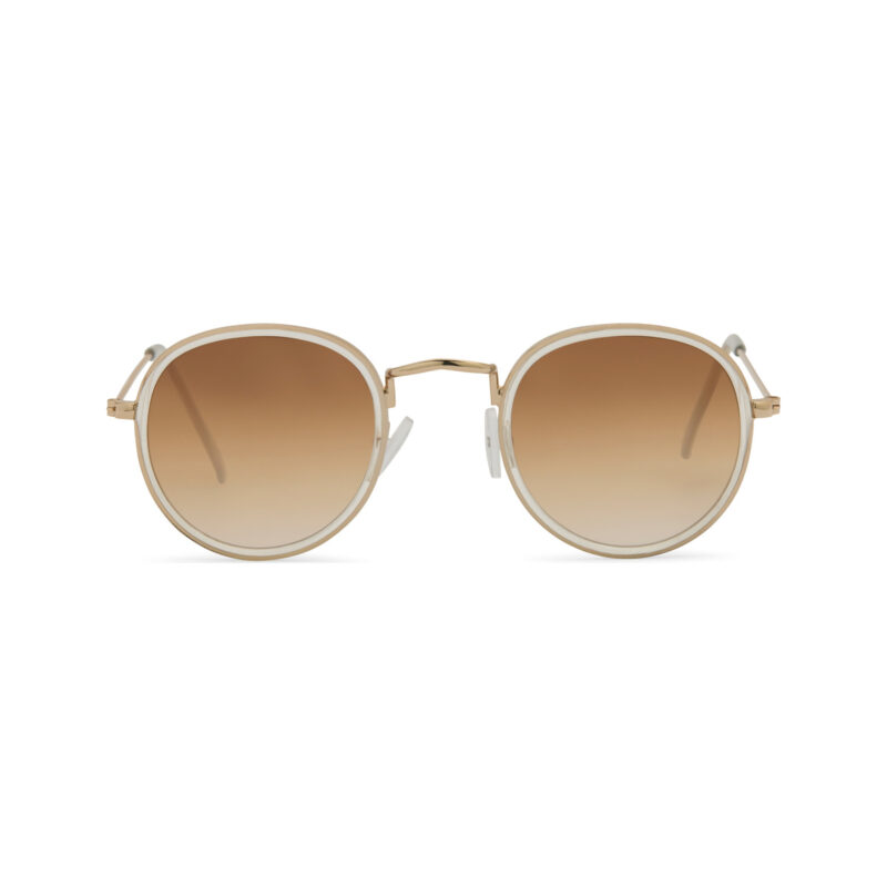 Aurum — lunettes de soleil ronde métal, monture dorée, verres bruns
