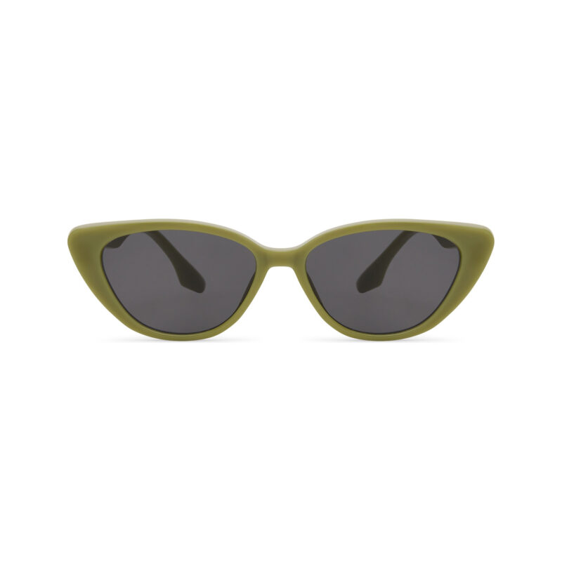 Moss — lunettes de soleil cat-eye, monture verte, verres sombres