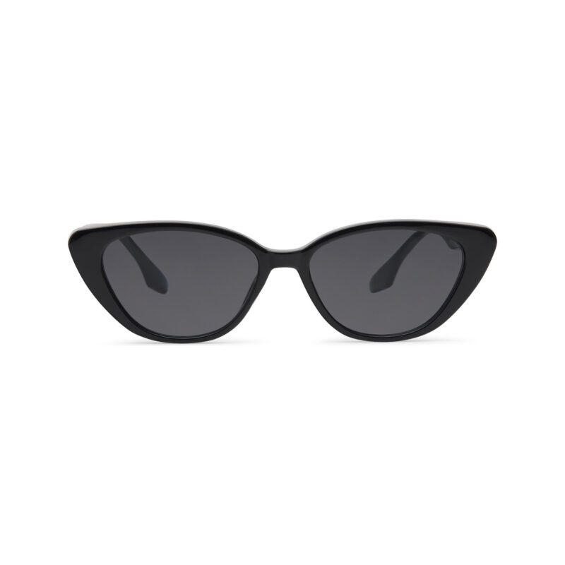 Nightshift — lunettes de soleil cat-eye, monture noire brillante, verres sombres