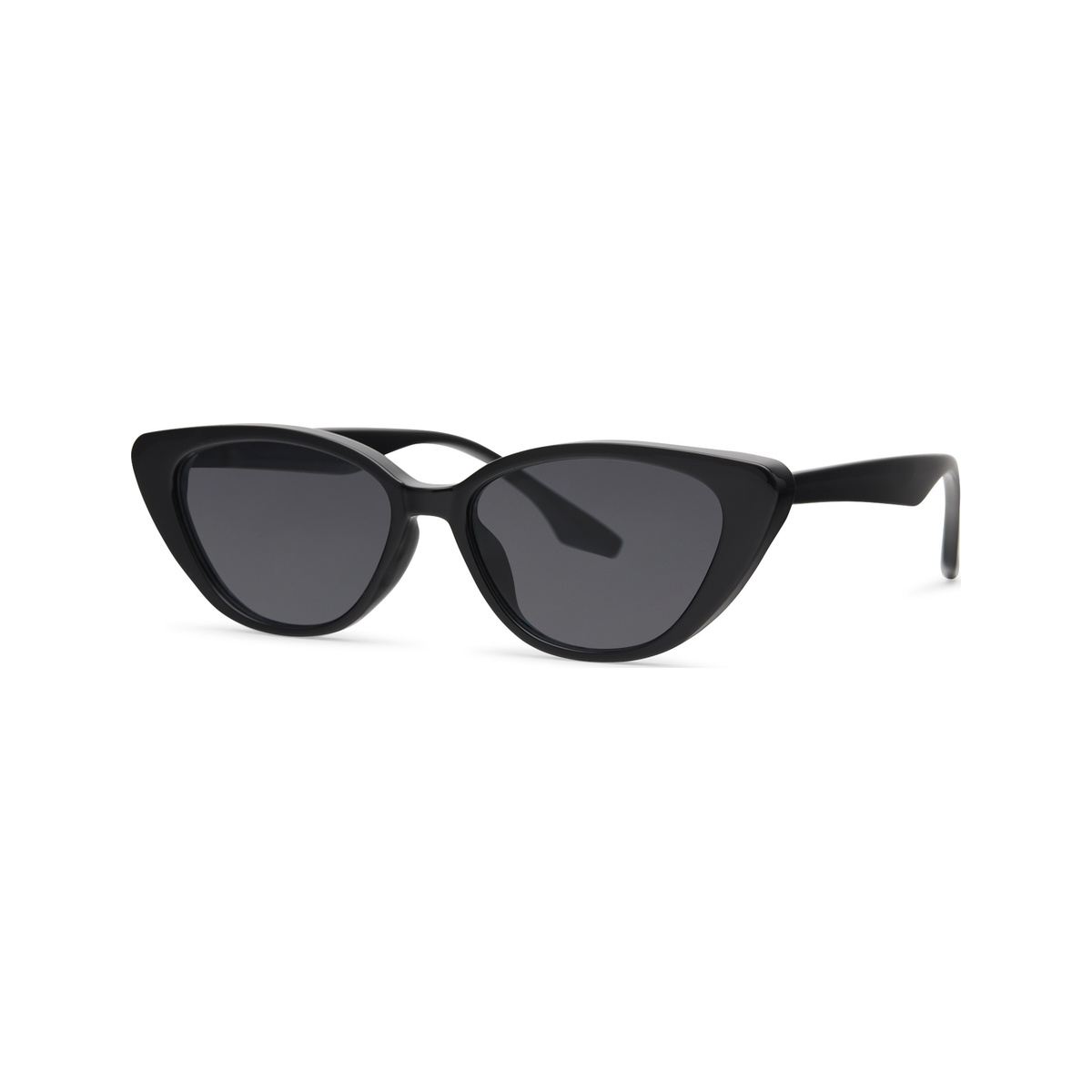 Nightshift — lunettes de soleil cat-eye, monture noire brillante, verres sombres