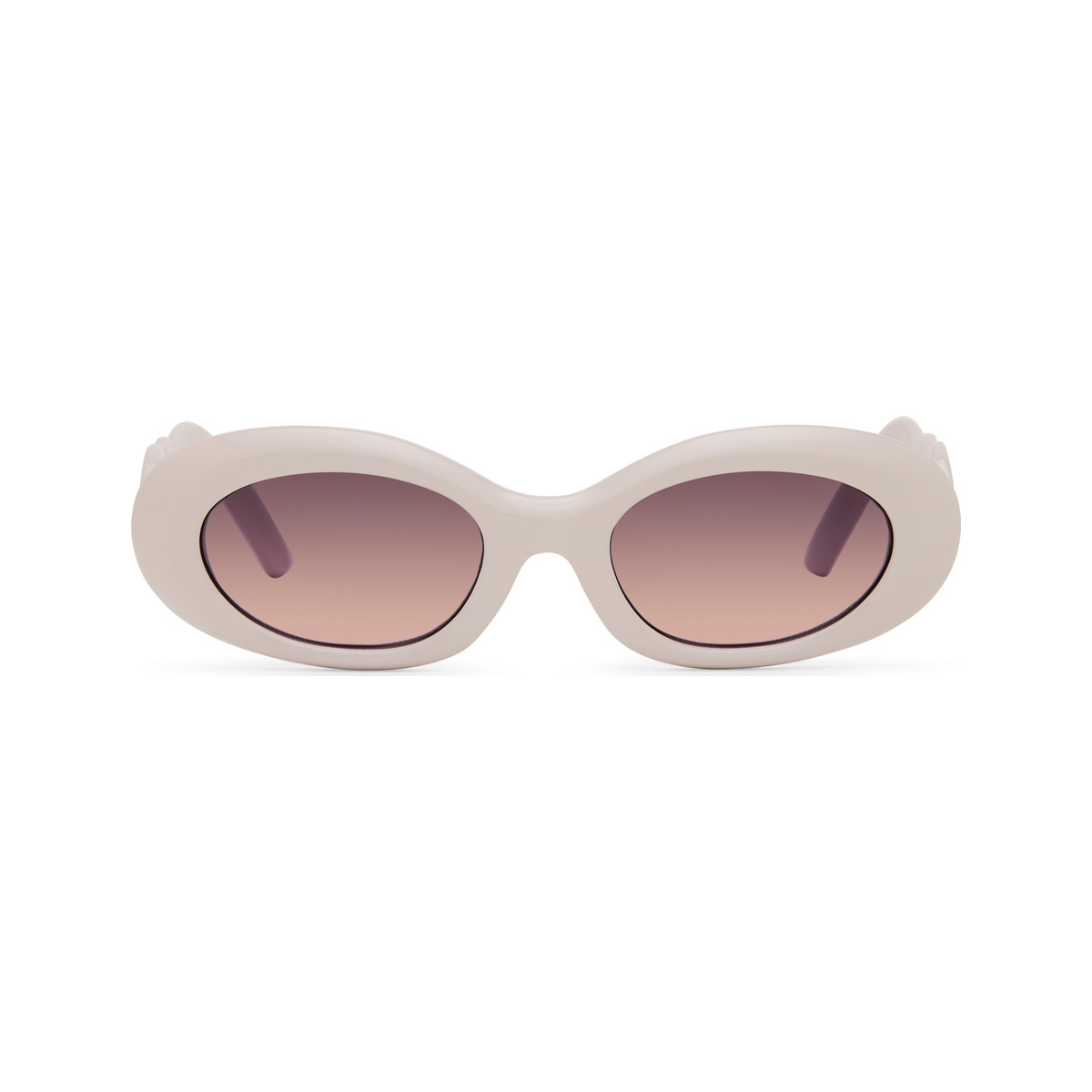 Lunettes Blush — monture grise translucide, verres roses
