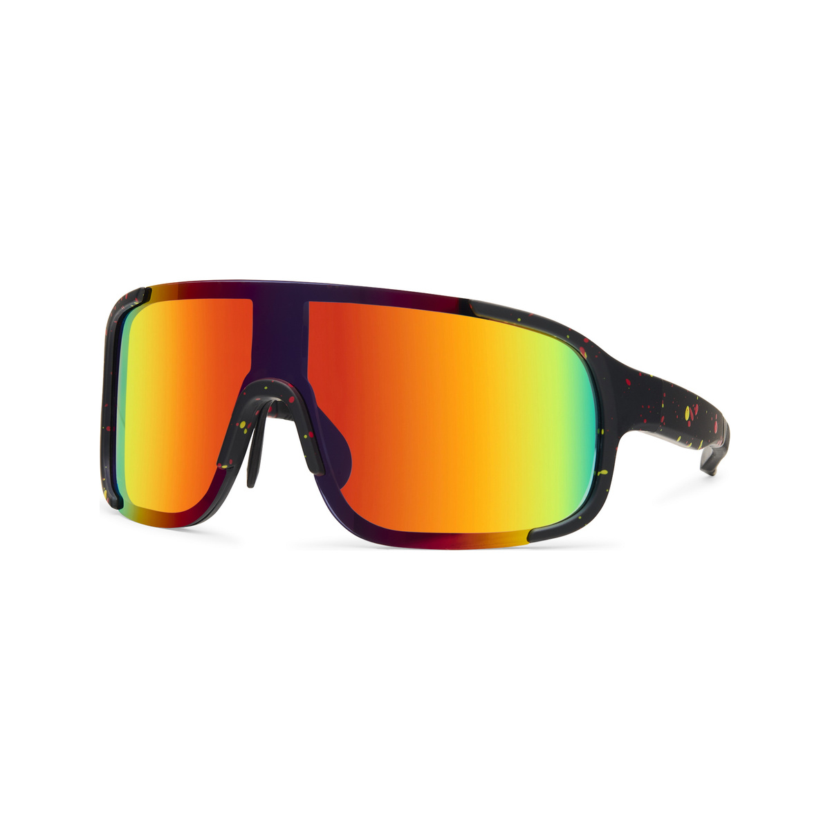 Heatwave — lunettes de soleil masque miroir, monture noire mate, verres rouges miroir